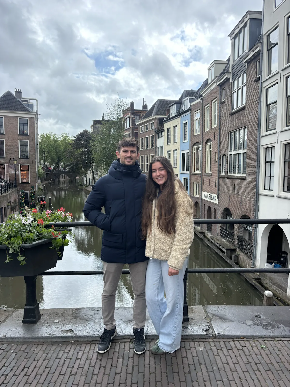 Chase and Rachel by a canal in the Netherlands
